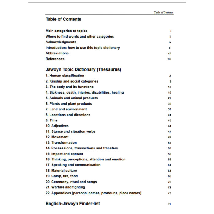 Jawoyn Topic Dictionary (Thesaurus) - Image 3