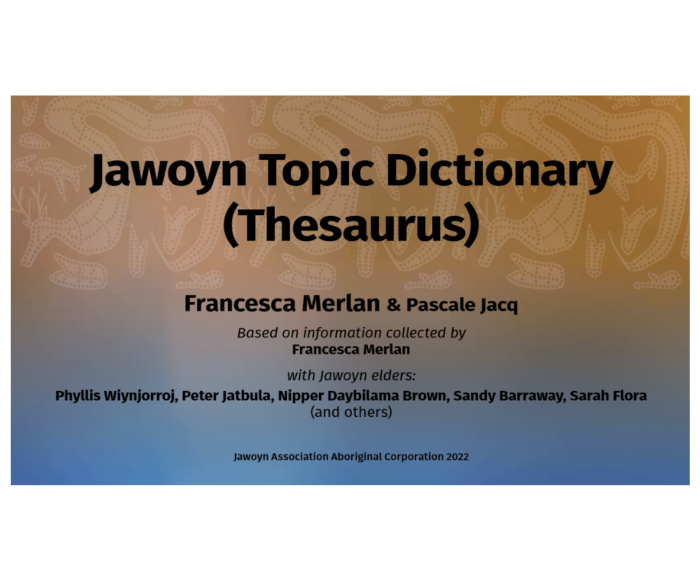 Jawoyn Topic Dictionary (Thesaurus)